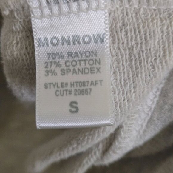 Monrow Textured Tri- Blend Fitted Long Sleeve Crew Gray Size S - Picture 7 of 7